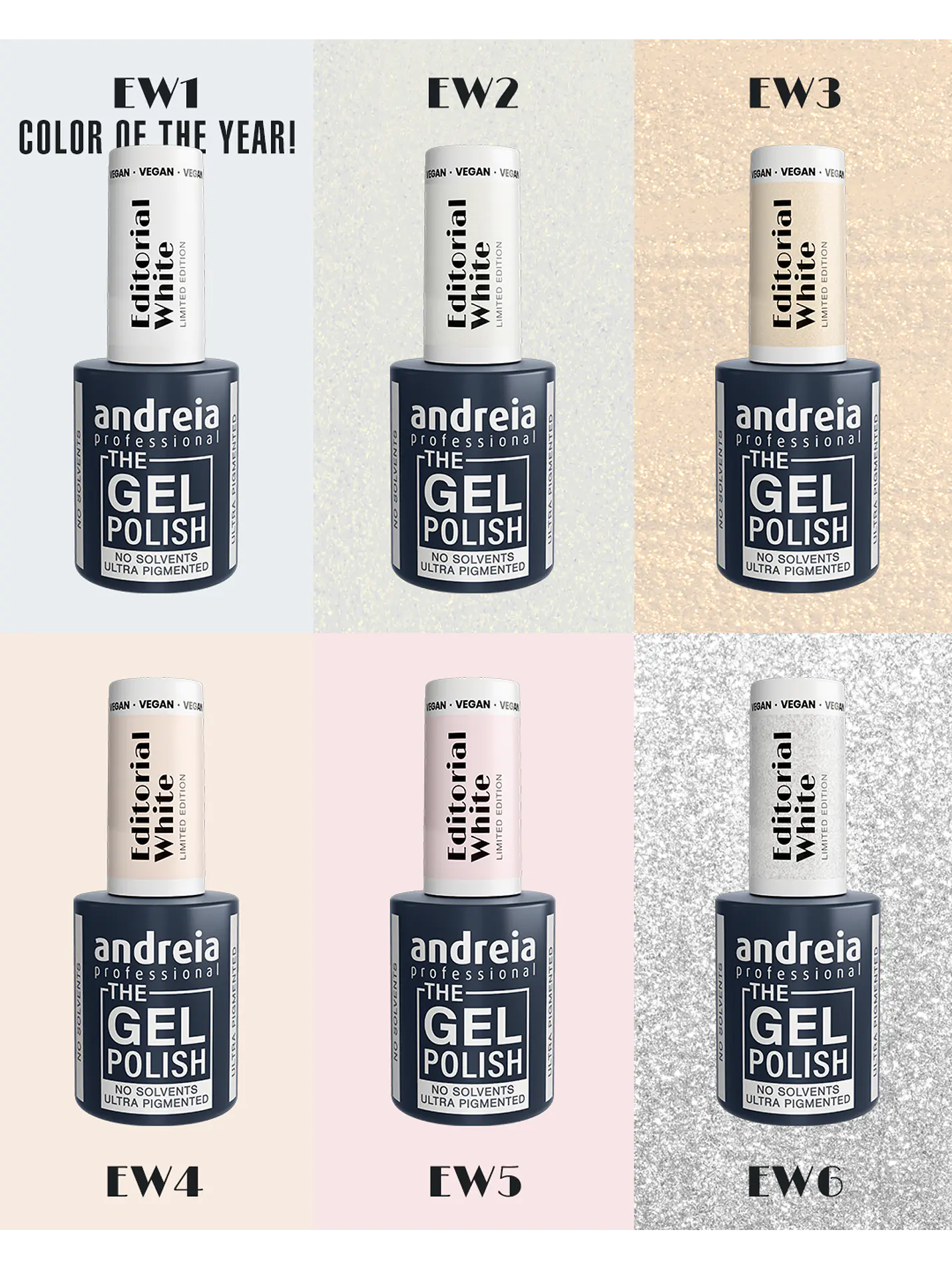 Andreia - Editorial White Collection: 6 cores Verniz Gel 2