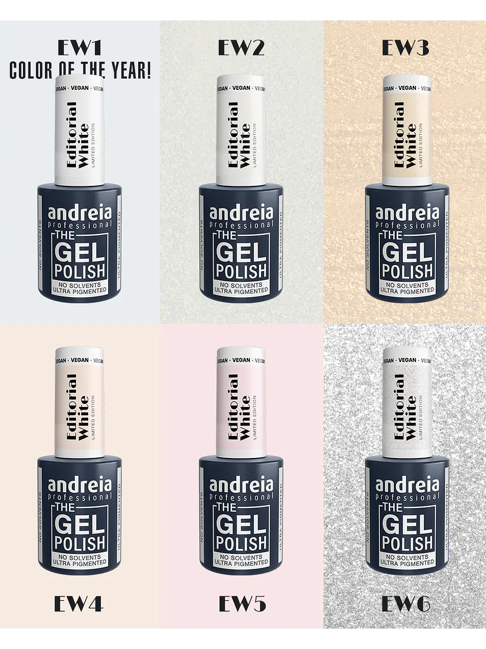 Andreia - Editorial White Collection: 6 cores Verniz Gel 2