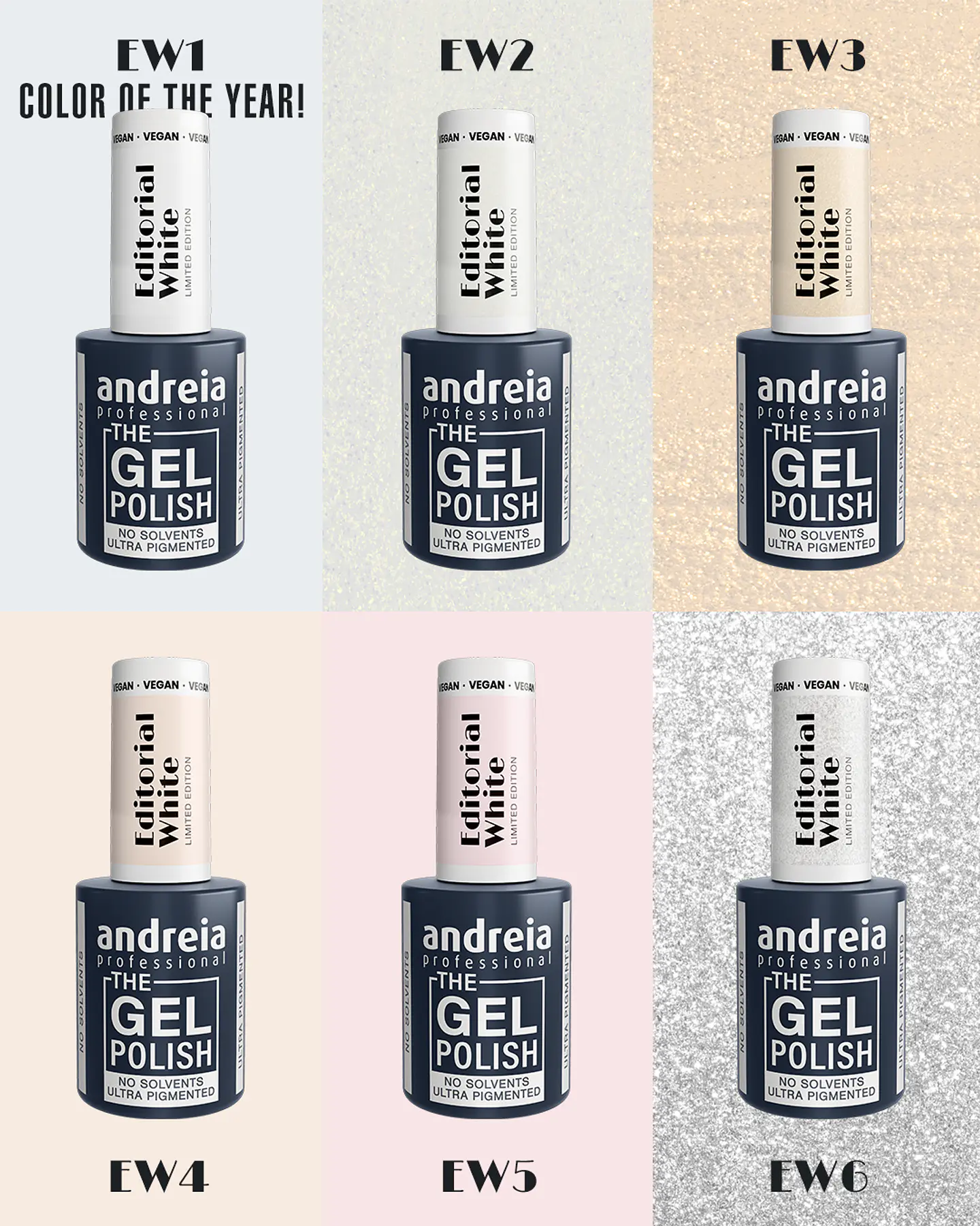 Andreia - Editorial White Collection: 6 cores Verniz Gel 2