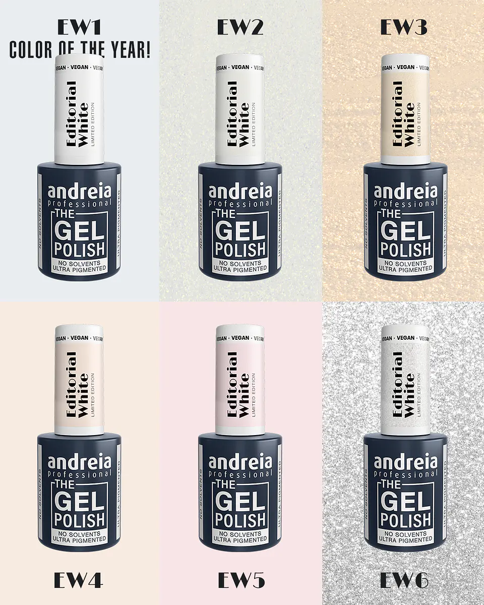 Andreia - Editorial White Collection: 6 cores Verniz Gel 2