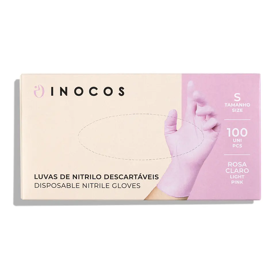 Inocos - Luvas descartáveis Nitrilo sem pó - ROSA 1