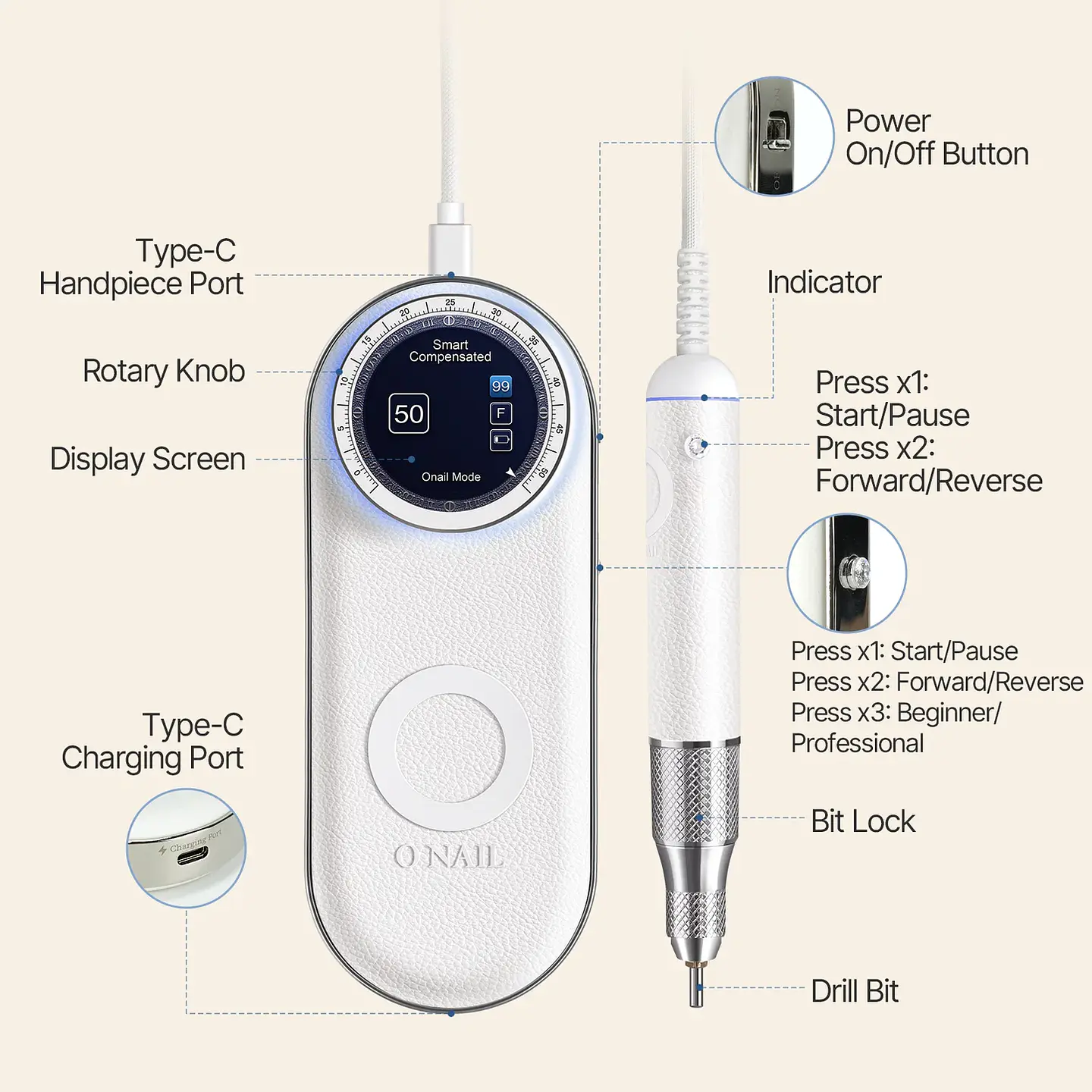 Broca Inteligente com AI ONAIL 50.000RPM 3