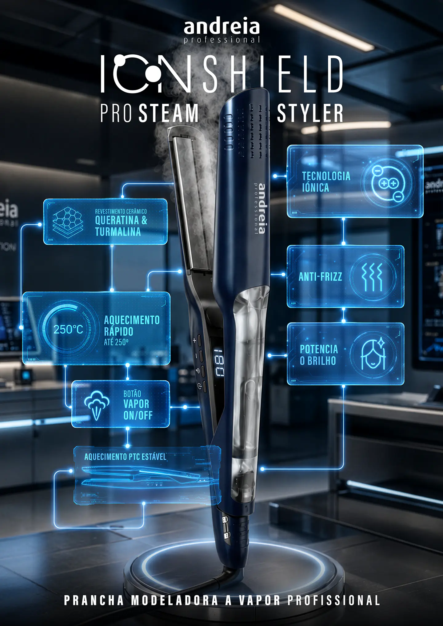 Andreia - Prancha a Vapor ION SHIELD PRO STEAM STYLER 1
