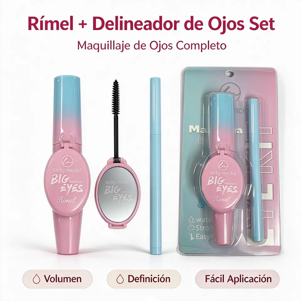 Set Máscara de Pestañas + Delineador de Ojos con Espejo Integrado 1