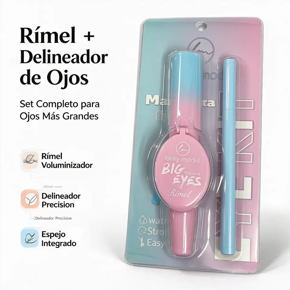 Set Máscara de Pestañas + Delineador de Ojos con Espejo Integrado 5