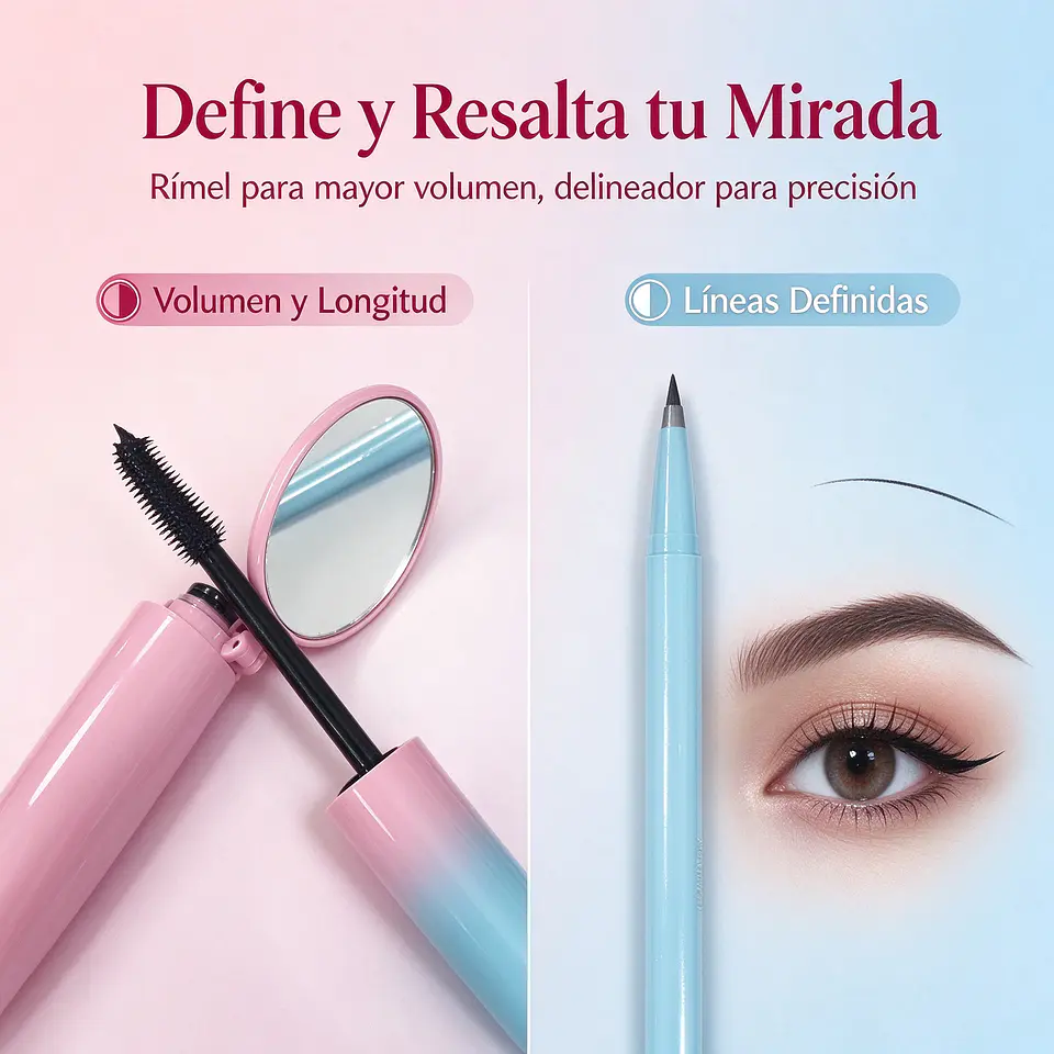 Set Máscara de Pestañas + Delineador de Ojos con Espejo Integrado 7