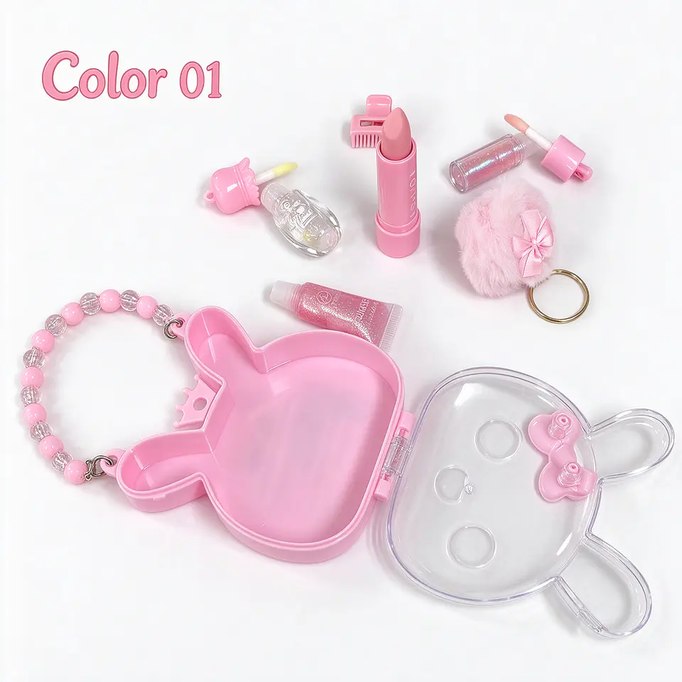 Kit Maquillaje Infantil Y Juvenil Bolso Conejito Con Accesorios 4