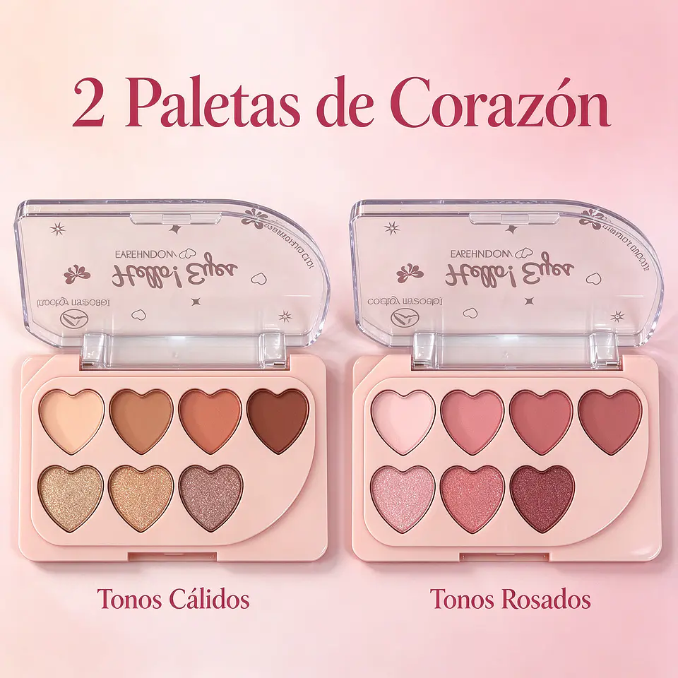 7 tonos pigmentados en formato corazón con espejo y colgante tierno incluido 4