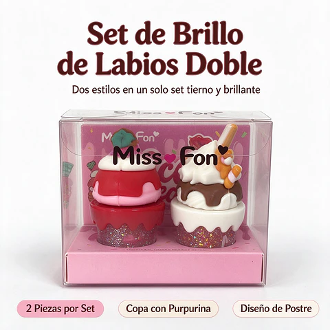 ¡Lindo y Brillante! Set de Brillos Labiales en Forma de Postre