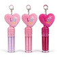 Brillo Labial con Llavero de Corazón Peludo 
