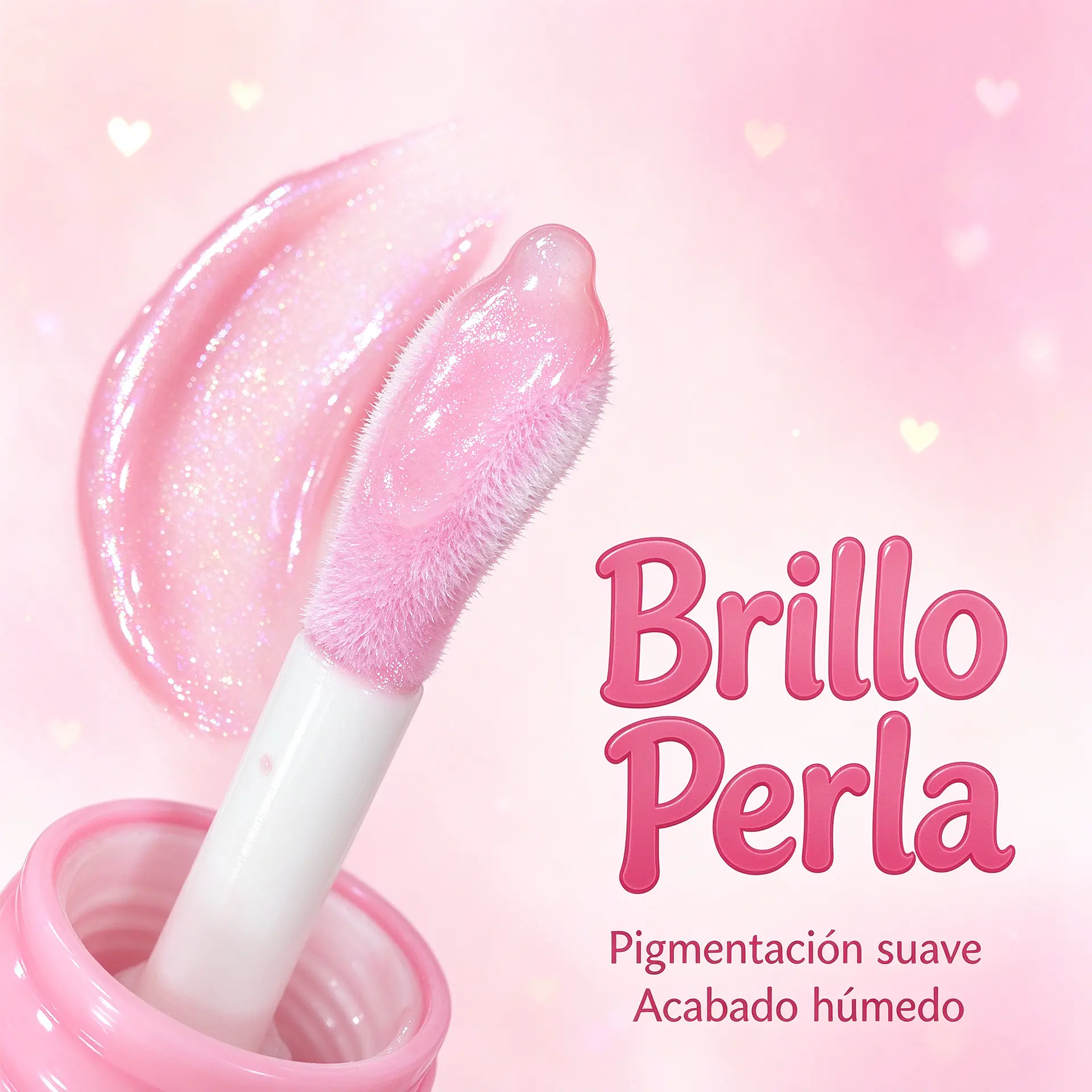 Brillo Labial con Llavero de Corazón Peludo 
