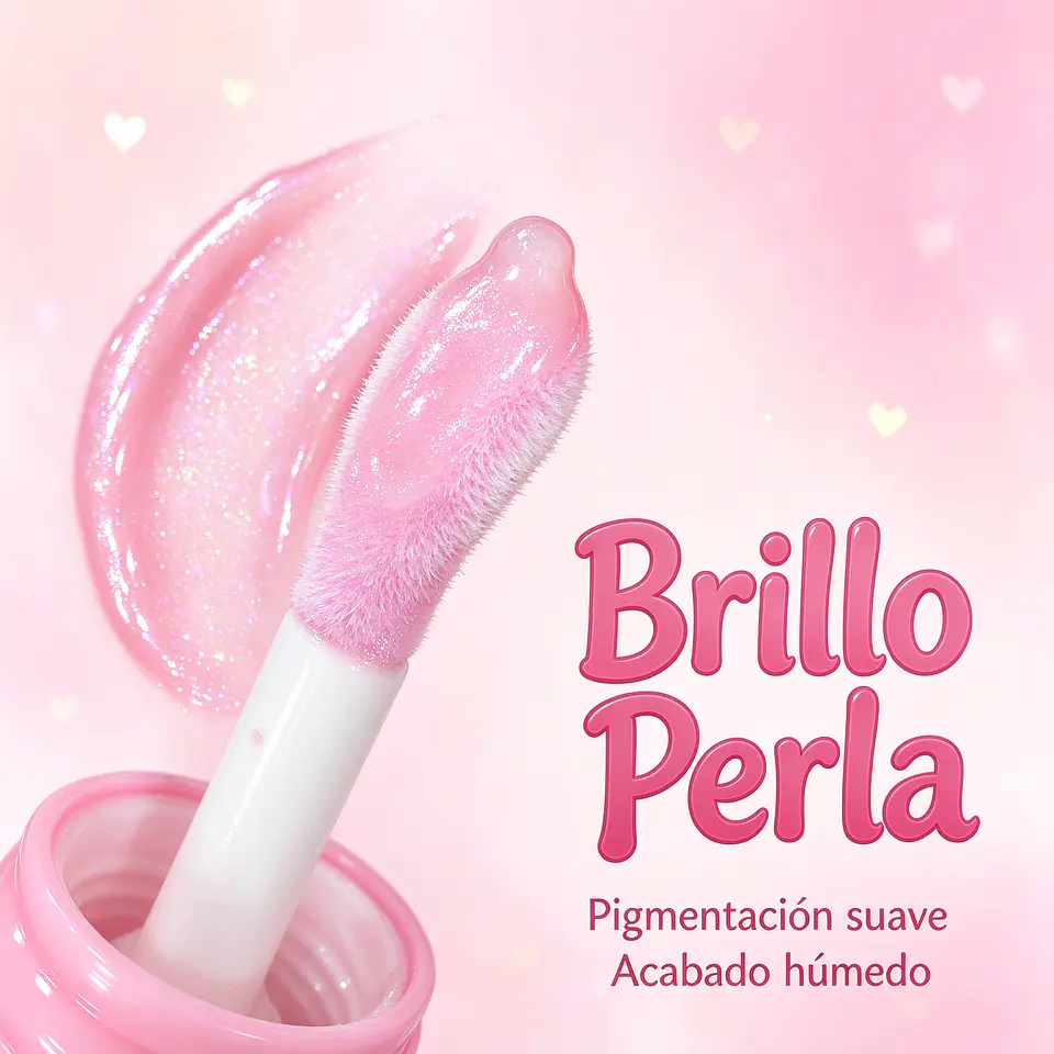 Brillo Labial con Llavero de Corazón Peludo 