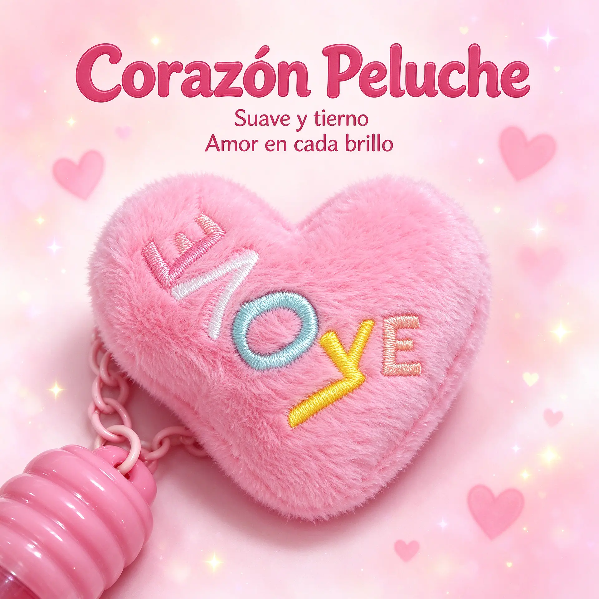 Brillo Labial con Llavero de Corazón Peludo 
