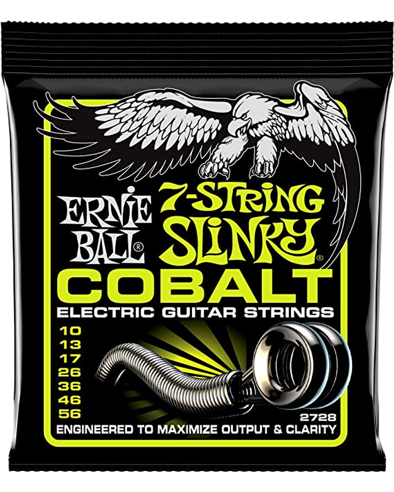 Cuerdas Guitarra Eléctrica Ernie Ball Regular Slinky Cobalt 7-String 10-56 P02728