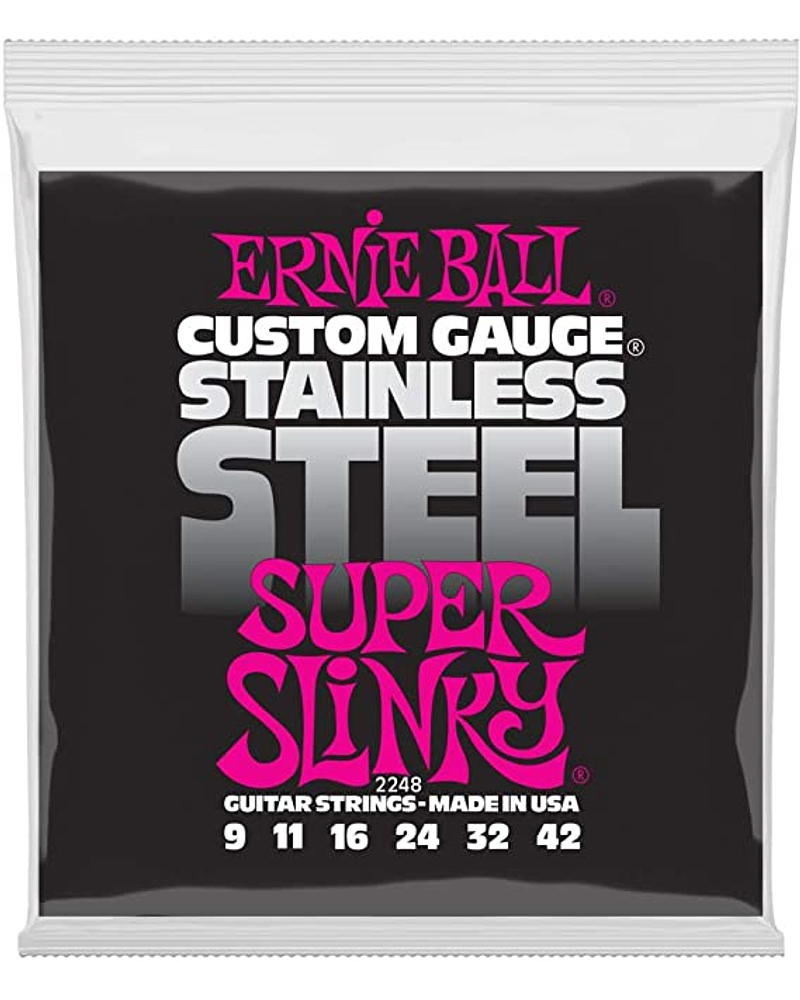Cuerdas Guitarra Electrica Ernie Ball Super Slinky Stainless Steel 9-42 P02248
