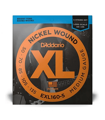 Cuerdas de Bajo D'addario 50-135 EXL160-5