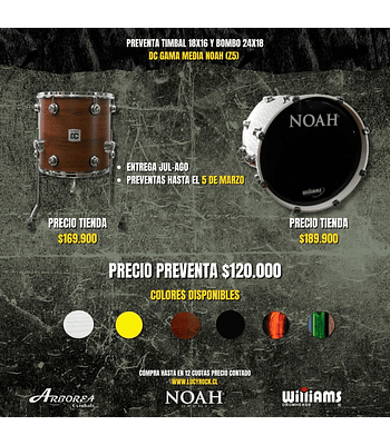 PREVENTA TIMBAL 18X16 Y BOMBO 24X18 DC GAMA MEDIA NOAH (Z5)