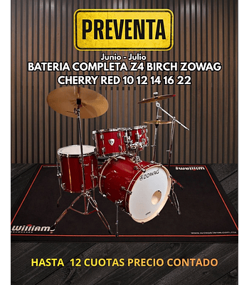 BATERIA COMPLETA Z4 BIRCH ZOWAG CHERRY RED 10 12 14 16 22