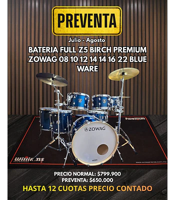 PREVENTA BATERIA FULL Z5 BIRCH PREMIUM ZOWAG 08 10 12 14 14 16 22 BLUE WARE