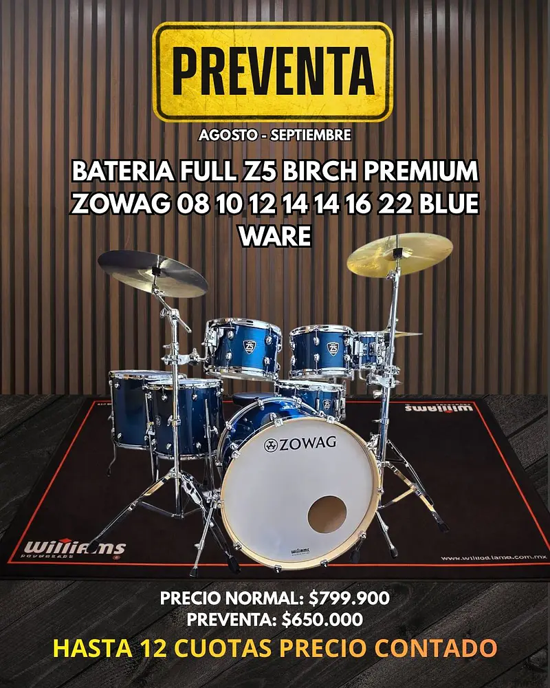 PREVENTA BATERIA FULL Z5 BIRCH PREMIUM ZOWAG 08 10 12 14 14 16 22 BLUE WARE