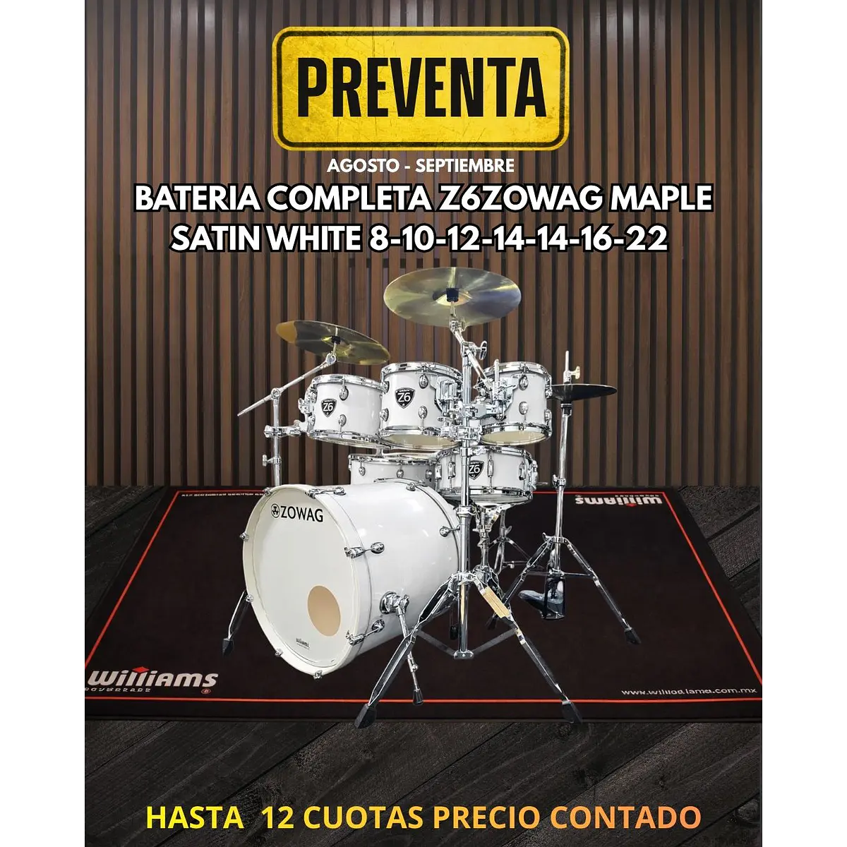 PREVENTA BATERIA COMPLETA MAPLE Z6 ZOWAG SATIN WHITE