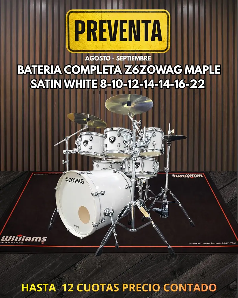 PREVENTA BATERIA COMPLETA MAPLE Z6 ZOWAG SATIN WHITE 