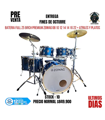 PREVENTA BATERIA FULL Z5 BIRCH PREMIUM ZOWAG 08 10 12 14 14 16 22 BLUE WARE