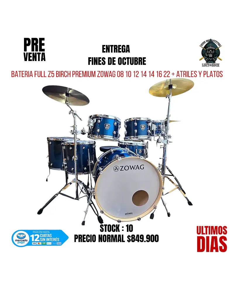 PREVENTA BATERIA FULL Z5 BIRCH PREMIUM ZOWAG 08 10 12 14 14 16 22 BLUE WARE