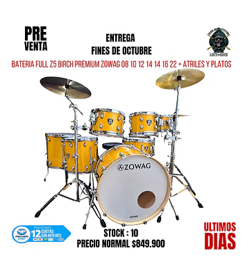 PREVENTA BATERIA FULL Z5 BIRCH PREMIUM ZOWAG 08 10 12 14 14 16 22 SOLID MUSTARD