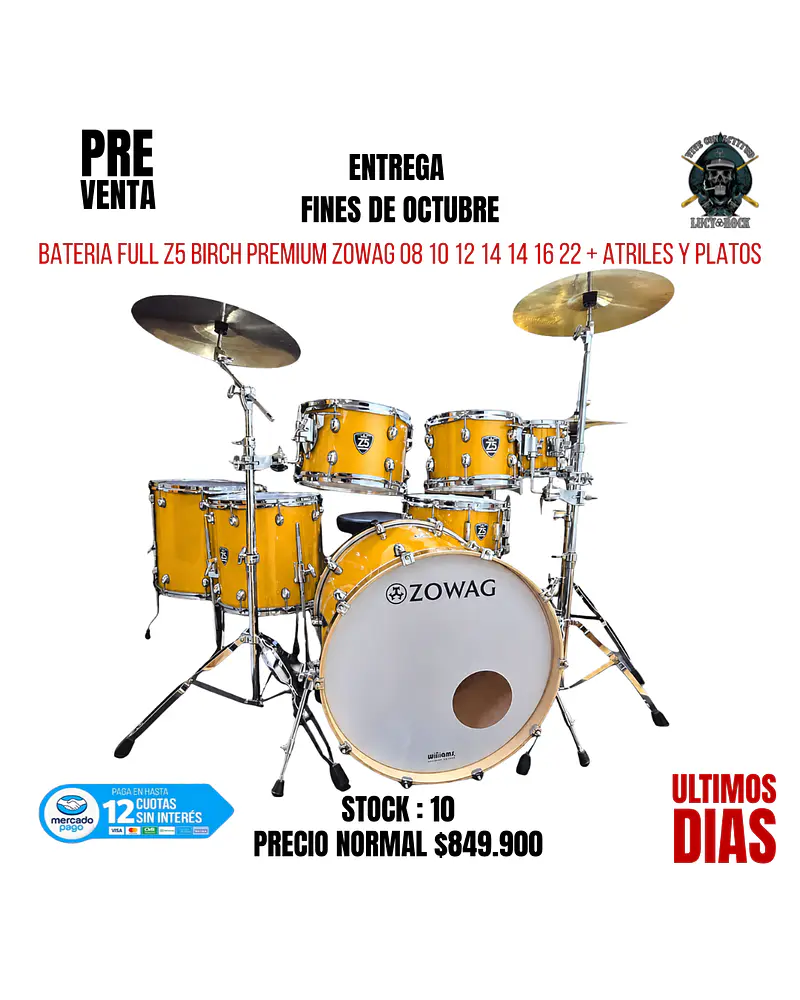 PREVENTA BATERIA FULL Z5 BIRCH PREMIUM ZOWAG 08 10 12 14 14 16 22 SOLID MUSTARD