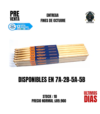 PACK 12 BAQUETAS 5A CLASSIC 
