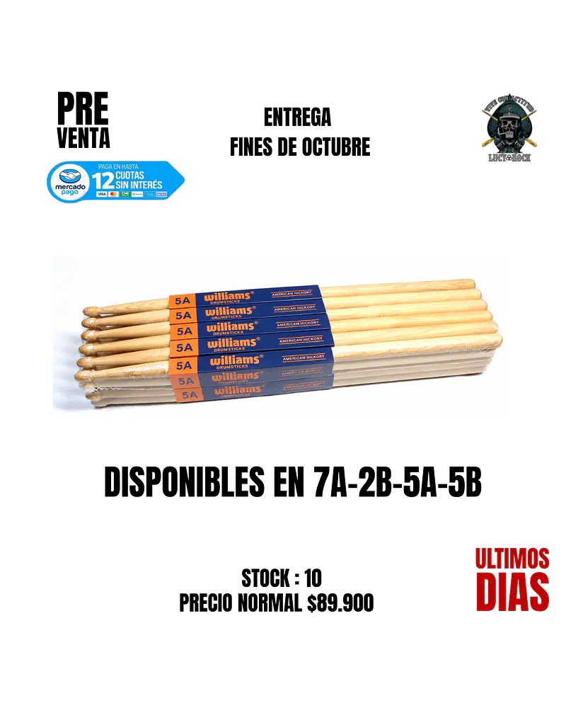 PACK 12 BAQUETAS 5A CLASSIC 