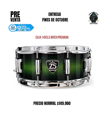 PREVENTA CAJA Z5 14X5.5 10 AFINADORES BIRCH PREMIUM WOOD GREEN FADE
