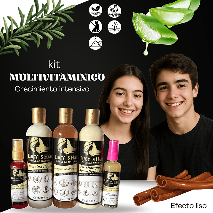 RUTINA CAPILAR COMPLETA Kit Multivitaminico EFECTO LISO X 250 ML 3