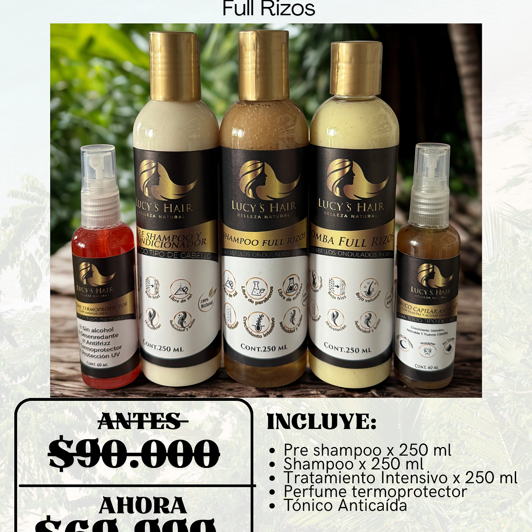 RUTINA CAPILAR COMPLETA FULL RIZOS X 250 ML  2