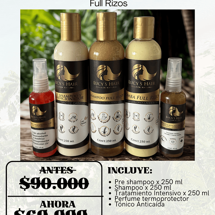 RUTINA CAPILAR COMPLETA FULL RIZOS X 250 ML  2