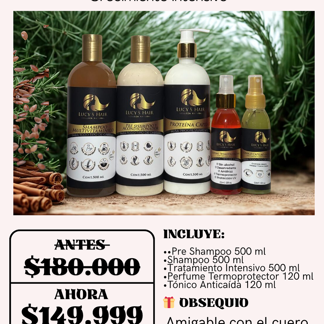 COMBO COMPLETO LISOS  CRECIMIENTO INTENSIVO X 500 ML 2