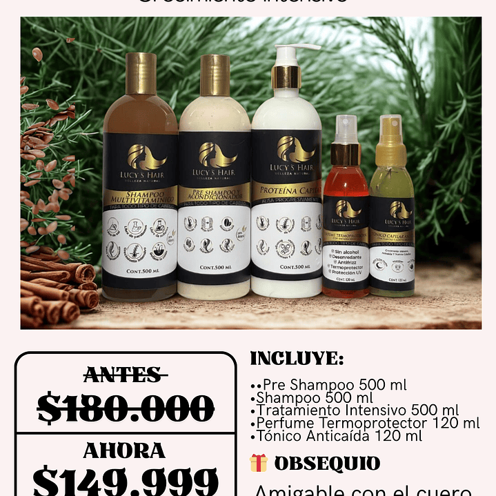 COMBO COMPLETO LISOS  CRECIMIENTO INTENSIVO X 500 ML 2