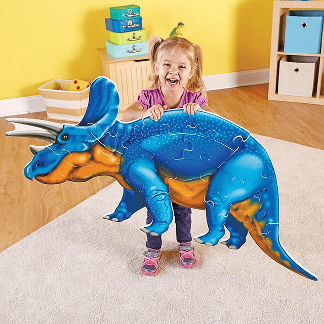 DINO PUZZLE GIGANTE PARA PISO, DISEÑO TRICERATOPS 20PZ