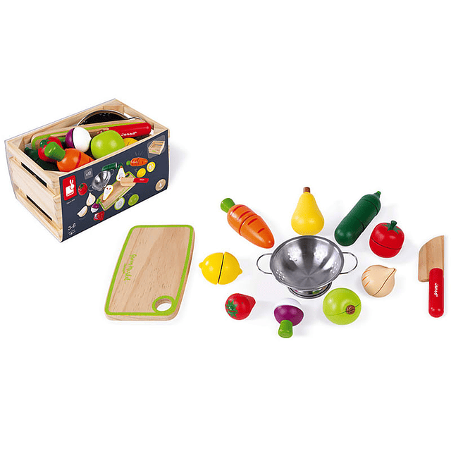 SET DE FRUTAS Y VERDURAS DE MADERA PARA CORTAR