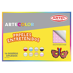 ARTEL ARTECOLOR - ESTUCHE PAPELES ENTRETENIDOS 8 PLIEGOS, 16 DISEÑOS