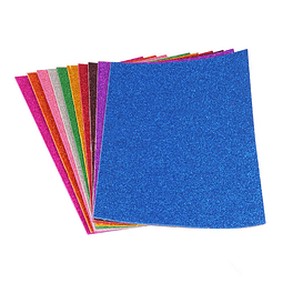 GOMA EVA GLITTER 20X30CM 10 COLORES