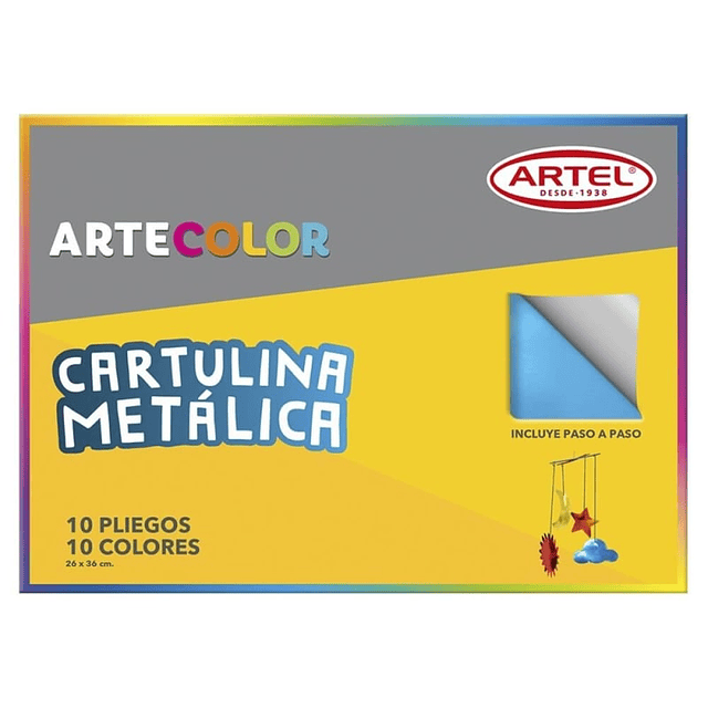 ARTEL ARTECOLOR - ESTUCHE CARTULINA METÁLICA 10 PLIEGOS, 10 COLORES
