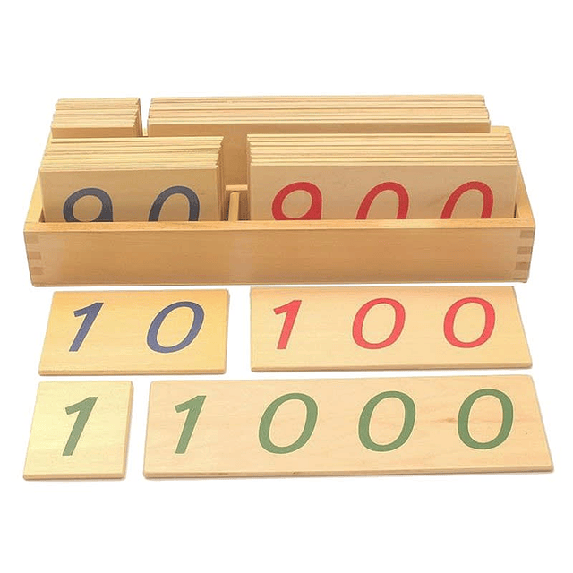 TARJETAS DE MADERA GRANDES NÚMEROS 1-9000 MONTESSORI