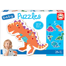 BABY PUZLES DINOSAURIOS, 5 PUZLES DE 3 A 5 PIEZAS