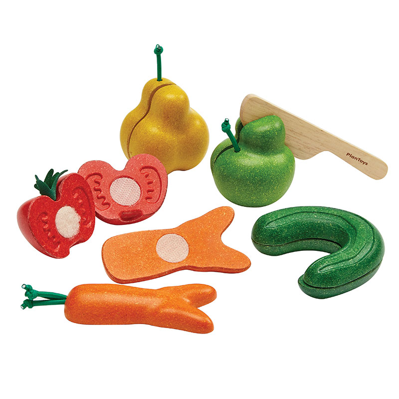 Frutas y verduras para cortar + cuchillo