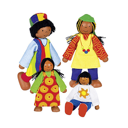 Set 4 muñecos articulados familia africana