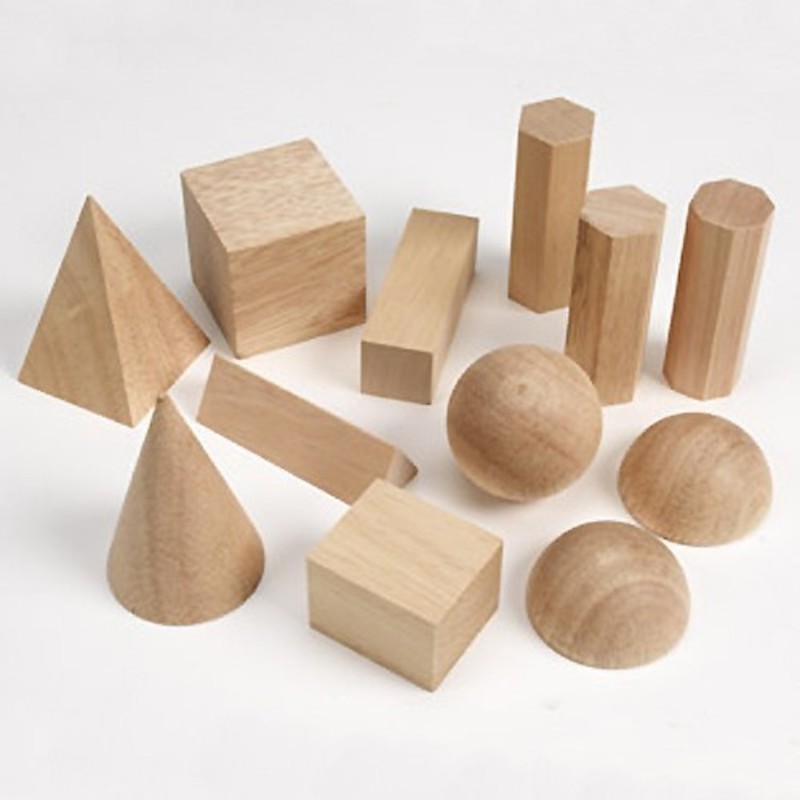 Cuerpos geométricos de madera 12pz