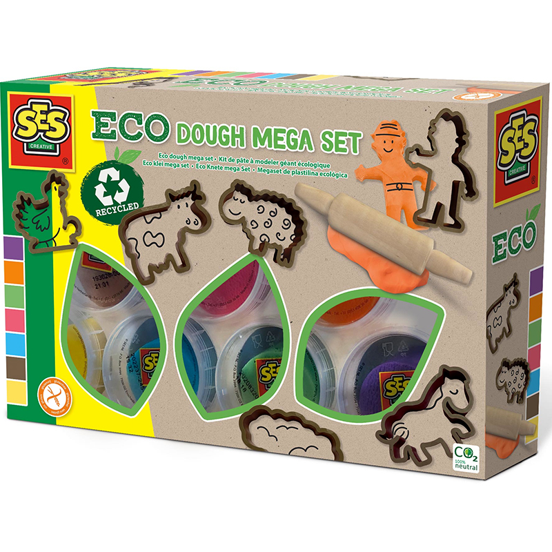 MEGASET DE PLASTILINA ECOLÓGICA, 7×90G CON HERRAMIENTAS