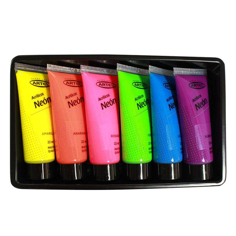 SET 6 PINTURA ACRÍLICA NEÓN 22ML C/U